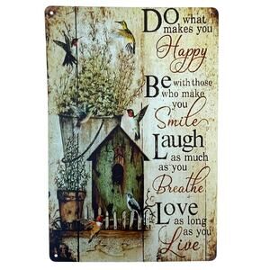 Inspirational Birdhouse Sign Rustic Farmhouse Wall Country Cottage Home Décor